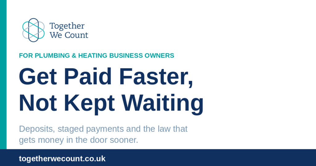 Together We Count guide for plumbing and heating businesses on getting paid faster