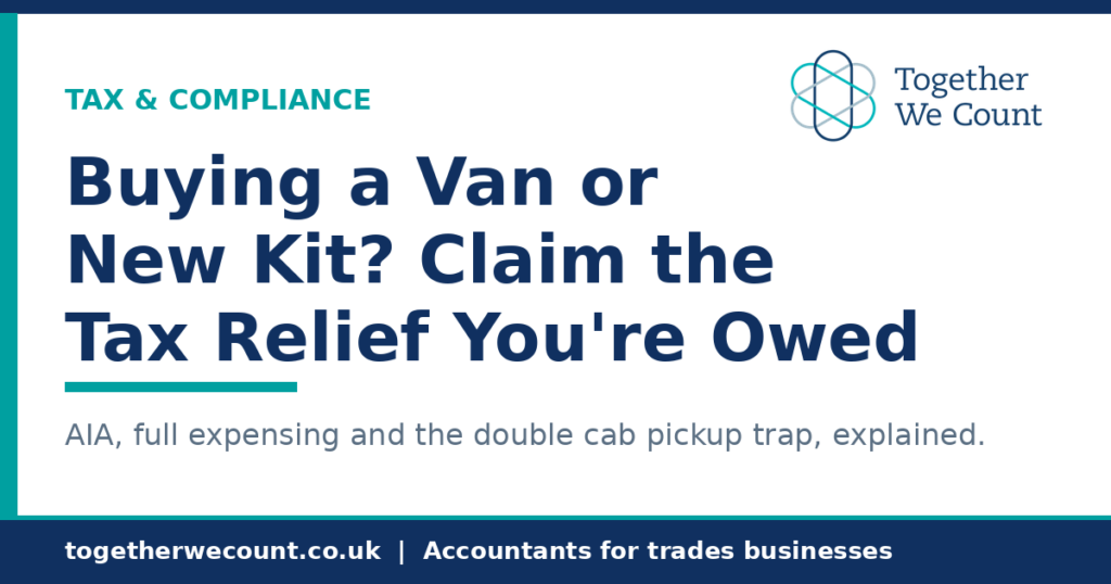 Capital allowances for plumbing and heating businesses on vans, tools and kit